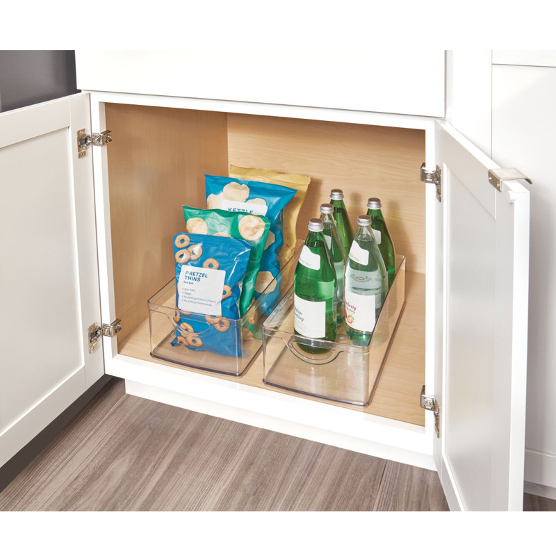 Bac de rangement en plastique recyclé avec poignées intégrées iDesign - 16 po x 8 po x 5 po, bac transparent