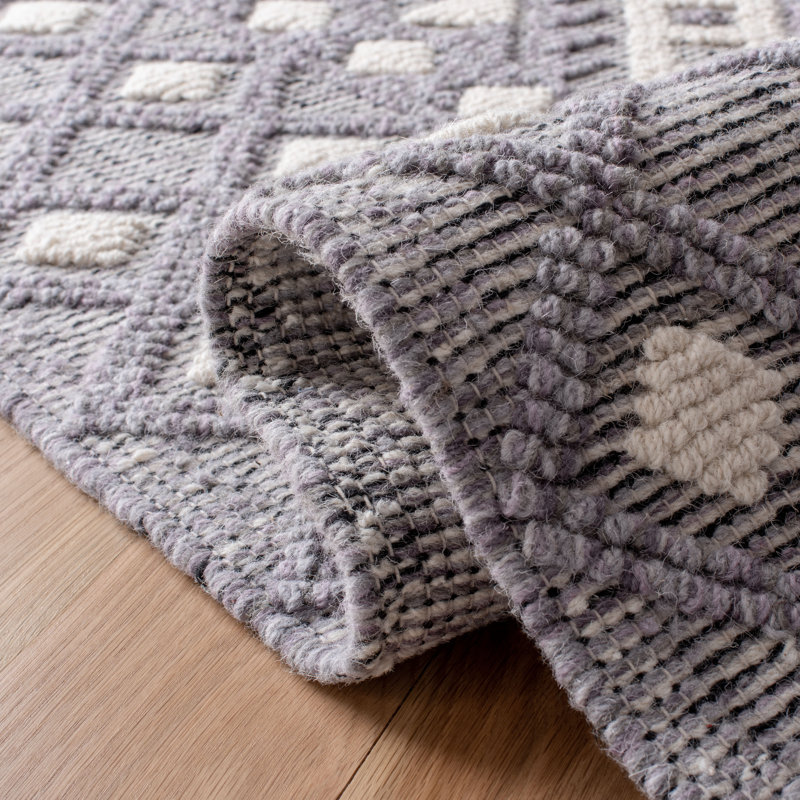 Seguin Natura Hand Woven Wool/Cotton Geometric Rug in Gray, Rectangle 3' x 5'