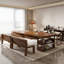Walnut Rectangular Solid Wood Executive desk with drawers desk-2145386526