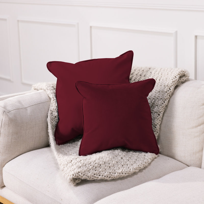 Oreiller rectangulaire en microfibre et vinyle avec passepoil, paquet de 2, Bordeaux, Carré 18 po