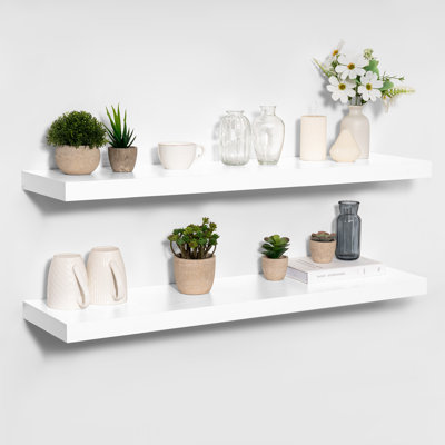 2 Piece 9.3Inch Deep Wood Floating Shelf