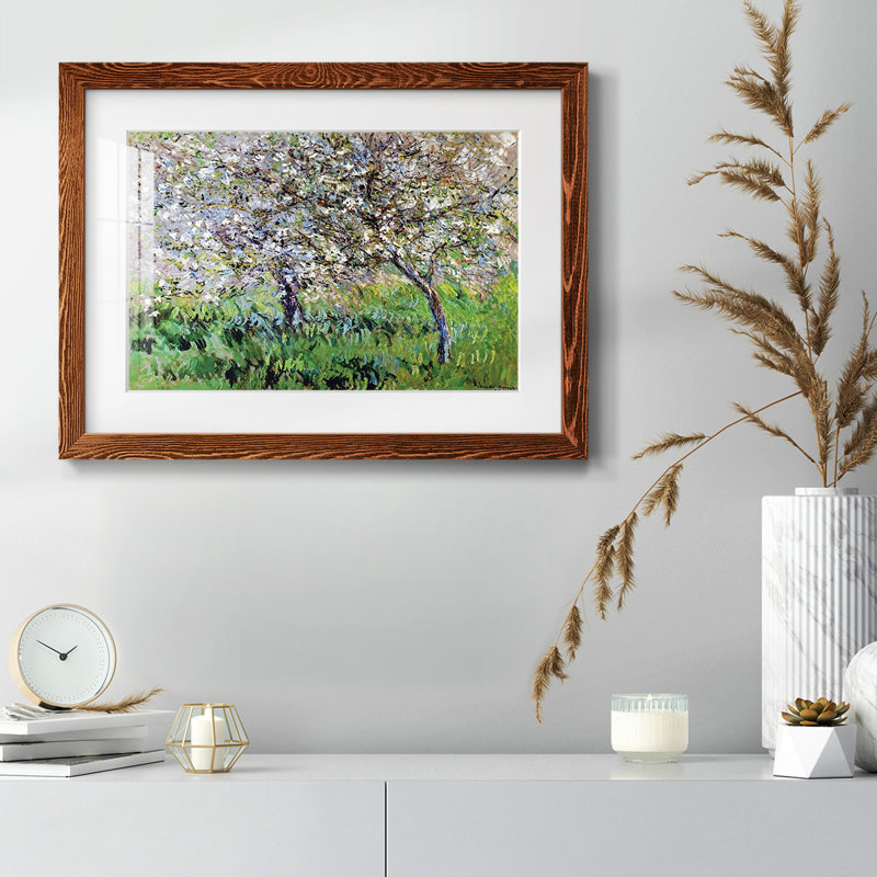Pommiers en fleurs à Giverny, 1900, Cadre érable, H 22 po x l 32 po x P 1,5 po