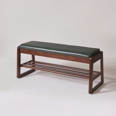 Lift-Top Shoe Storage Bench with Vegan Leather Seat & Tiered Shelves