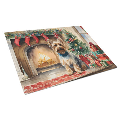 Grande planche à découper Silky Terrier Cozy Christmas