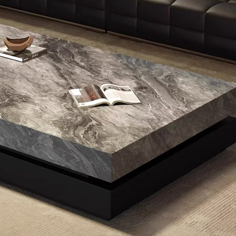 Table basse Minimalisme en ardoise avec plateau en métal, H 13,77 po x L 59,05 po x l 31,49 po, Gris