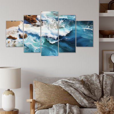 Skyblue aérienne côtière vagues I - ensemble d'art mural de plage côtière