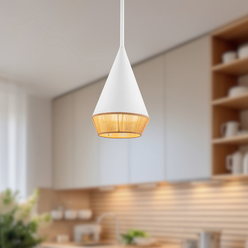 Luminaire suspendu simple à 1 lumière Keaz, Blanc
