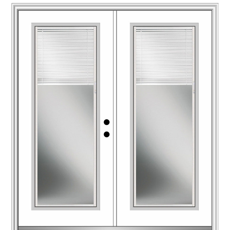 Porte d'entrée pré-suspendue en fibre de verre apprêtée, S'ouvre à gauche vers l'intérieur, H 81,75 po x l 74 po x P 6,56 po