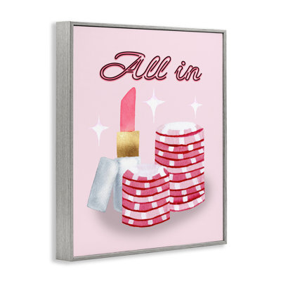 All In Poker Chips & Rouge à lèvres encadré, estampe numérique, design par Nina Jacobs