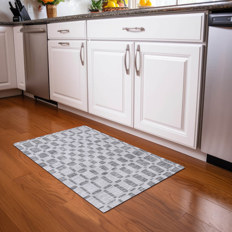 Tapis gris Prisco lavable à la machine de qualité supérieure, Rectangle 1 pi 8 po x 2 pi 6 po