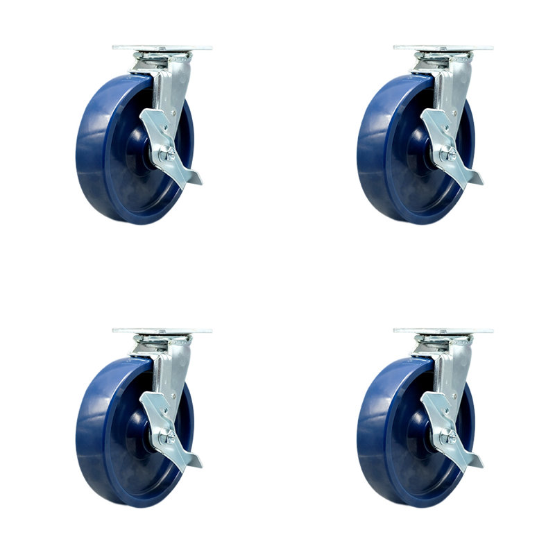 4 Piece Solid Polyurethane Caster Set