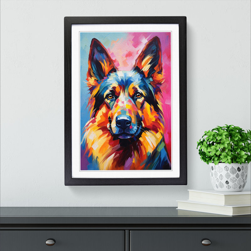 German Shepherd Abstract No.2 - Framed Print, Black Framed, 46cm H x 34cm W