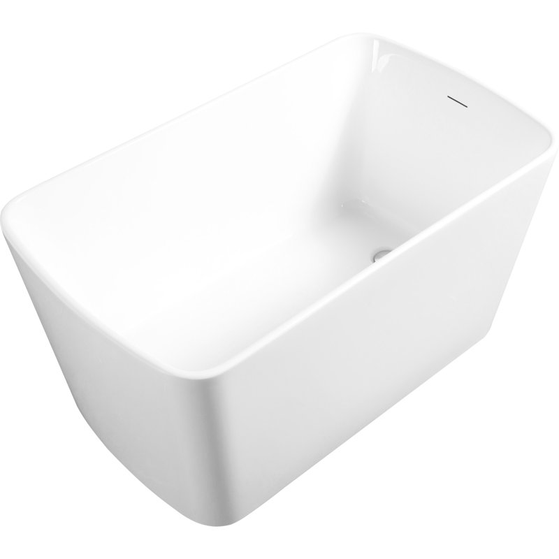 Baignoire autoportante en acrylique 49 po, trempage japonais carré, blanc brillant, ajout d'élément de salle de bain élégant