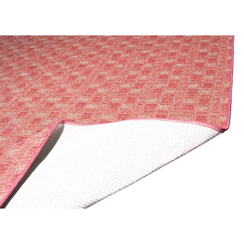Abstract Indoor/Outdoor Commercial Color Rug - Red, Square 11'