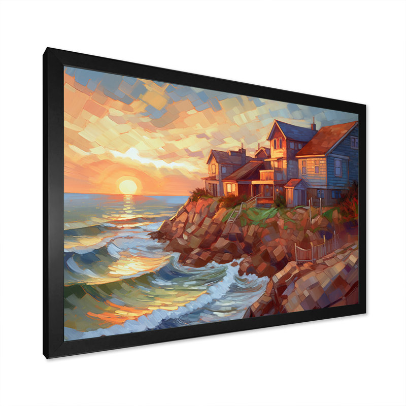 «Seaside Village Dream II», reproduction sur toile, H 34 po x l 44 po x P 1,5 po, Cadre photo noir
