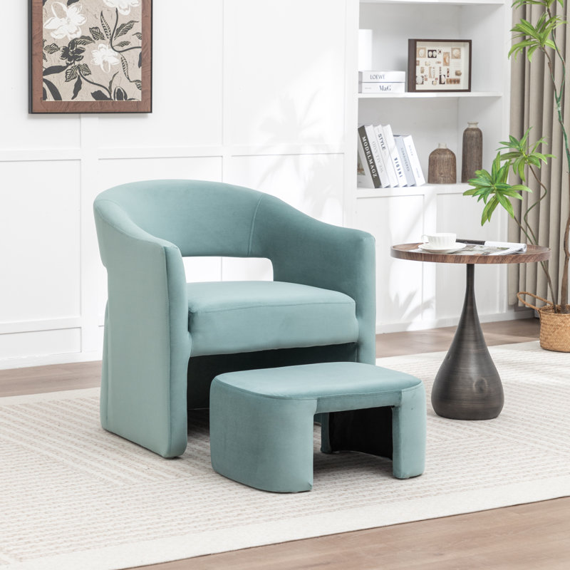 Fauteuil demi-tonneau avec repose-pieds Kyah, Bleu