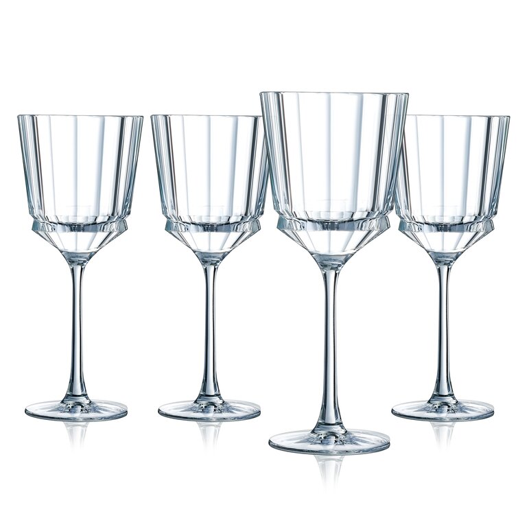 Set Of 4 Cut Crystal Wine Glasses 8” Cocktail 8 Oz Panels 3.25