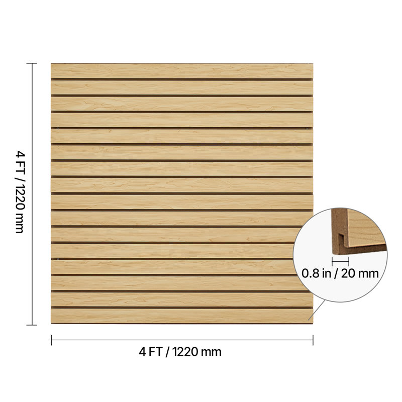 4 x 4 ft Slat Wall Paneling MDF Garage Slatwall with Modular Design, Brown