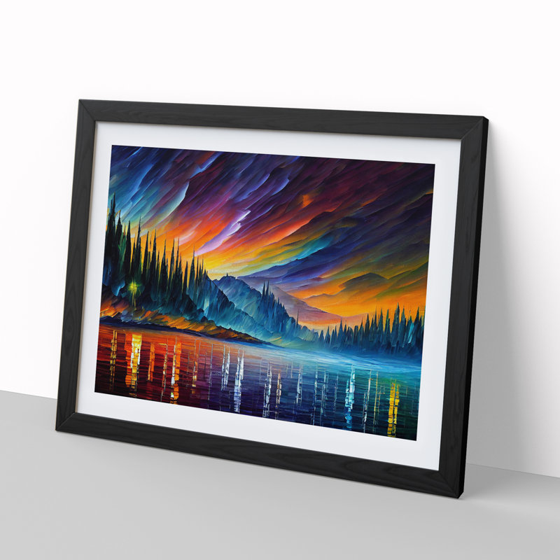 Special Aurora Borealis Vol.4 Abstract - Single Picture Frame Print, Black, 46cm H x 64cm W x 2cm D