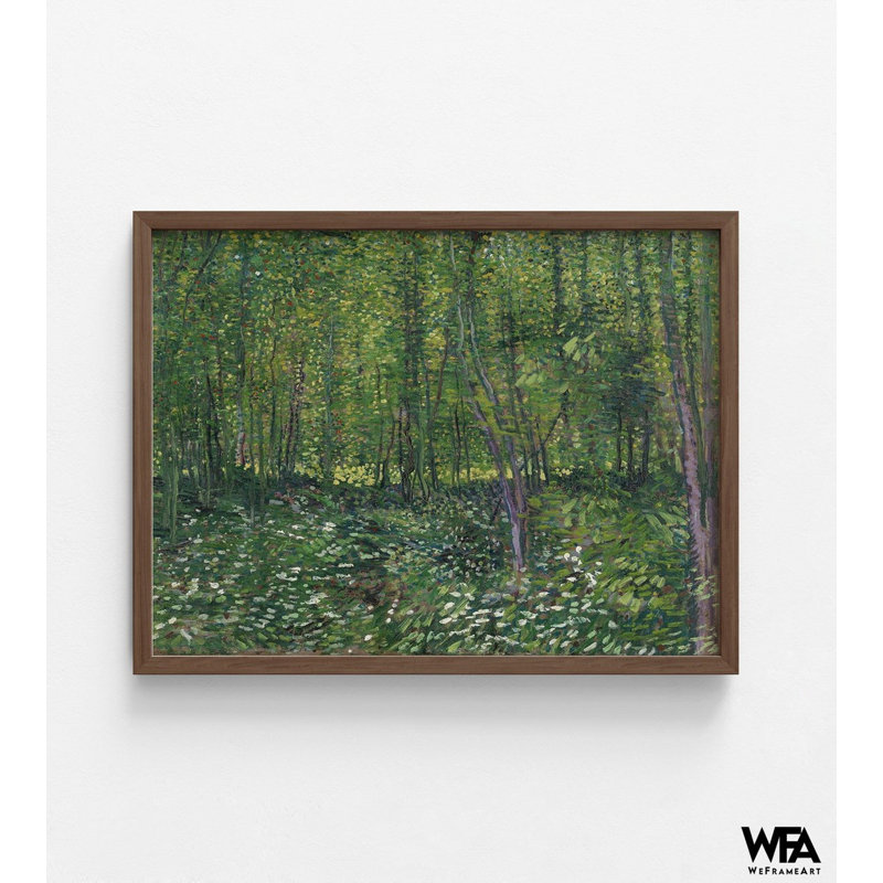Arbres et sous-bois par Vincent Van Gogh, art de la nature verte, art mural forêt , Papier encadré brun, Non, H 5 po x l 7 po