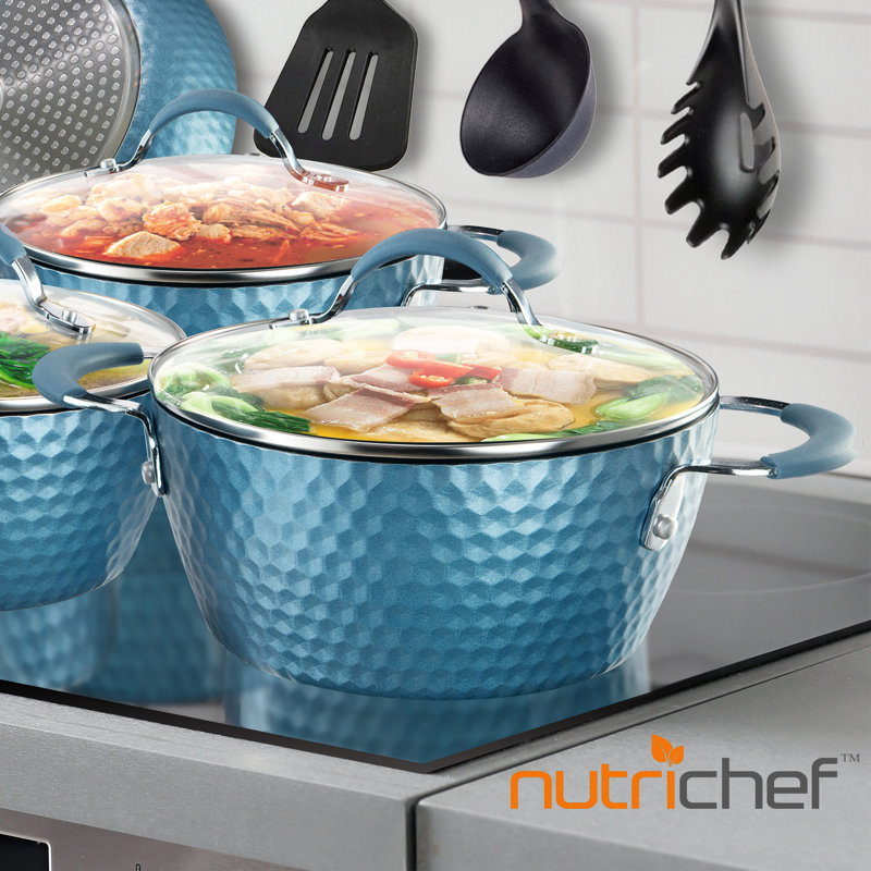 NutriChef 3.6 Quarts Non-Stick Aluminum Round Dutch Oven