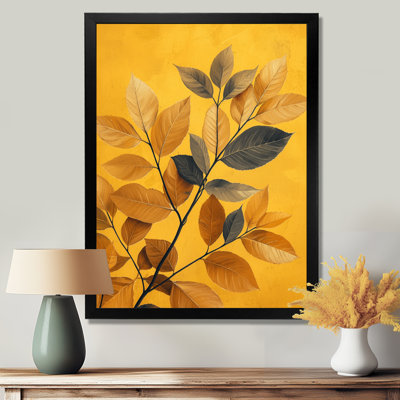 Moutarde feuilles d'automne étreinte II - décoration murale florale