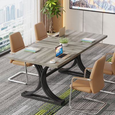 Table de réunion en faux marbre Humeyra