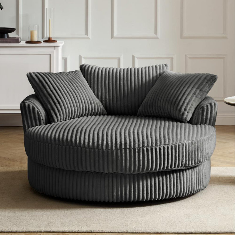 Skyler Upholstered Teddy Swivel Armchair, Grey