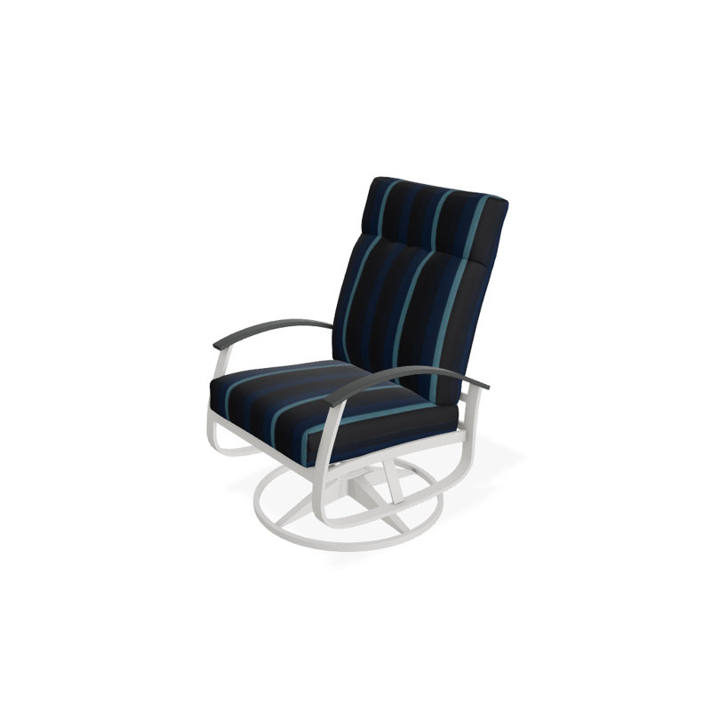 Chaise berçante pivotante réglable avec coussins Askar, Indigo, Graphite classique P30, Neige texturée