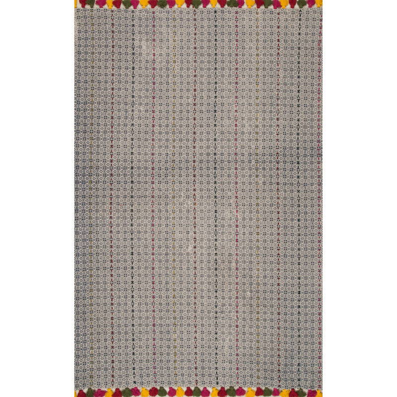 Cotton Geometric Indoor Rug, Rectangle 5' x 8'