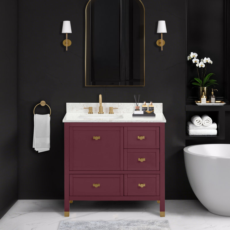 Alana 36 in. Single Sink Bathroom Vanity in Burgundy Red