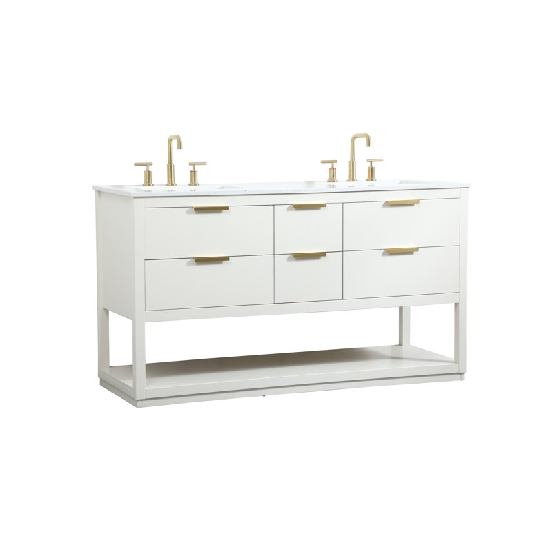 Ensemble de meuble-lavabo double 60 po Felicity, Blanc