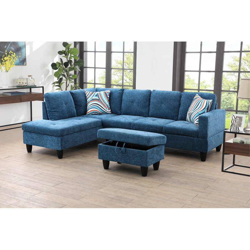Miyanah Upholstered L-Shaped Sectional Right Hand Facing, Right Hand Facing
