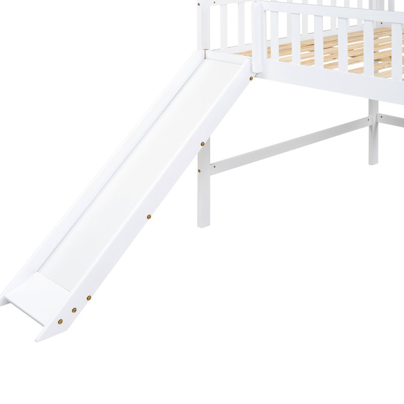 Lit mezzanine double blanc avec lit escamotable et coulissant, Full, White