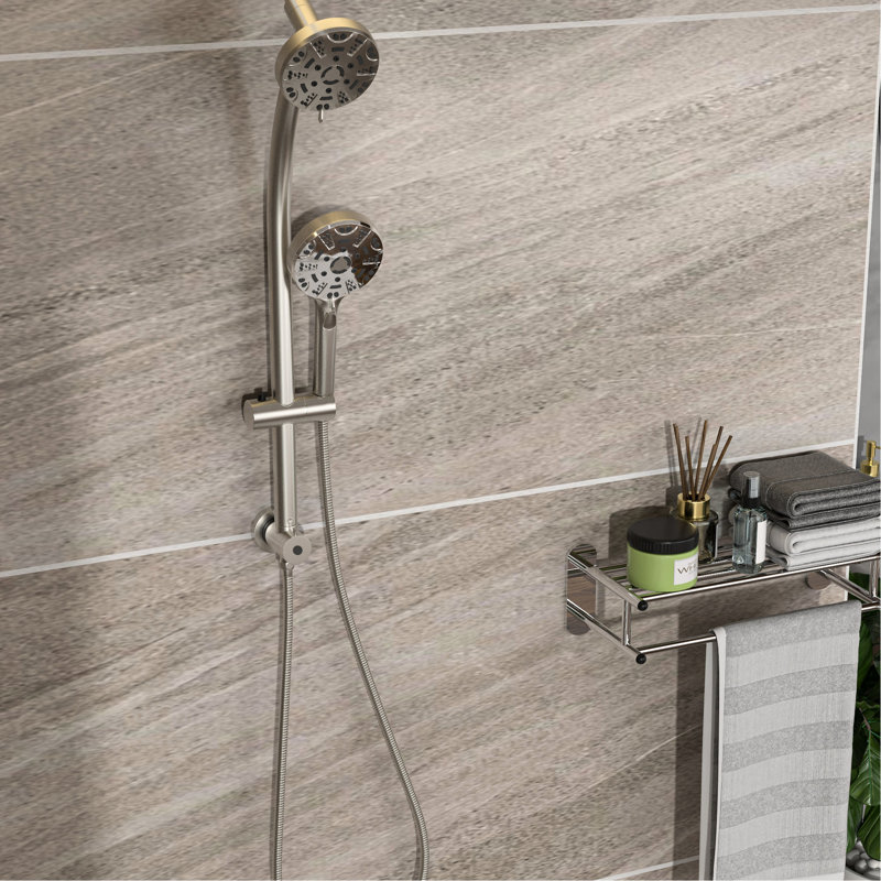4.7" Rain Showerhead & 8 Hand Shower System, Stainless Steel Hose, Adjustable Holder, Angle Slide Bar, Multi Function - Showerhead, Shower,