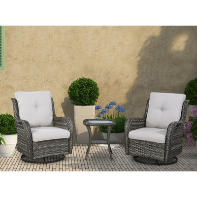 Addre Outdoor Patio Furniture Set, Wicker Rattan Rocking Chair And End Table Set. (Set Of 3 Pieces) -  Red Barrel StudioÂ®, DE3F2809D9FD447BAD4D84ECCBA6F324