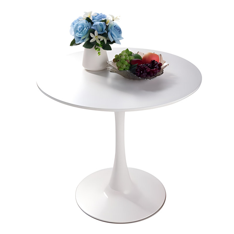Table de salle à manger blanche de style Mid-Century rond de 31,5 po avec plateau et base piédestal, pouvant accueillir 2 à 4 personnes confortablement dans un style bureau