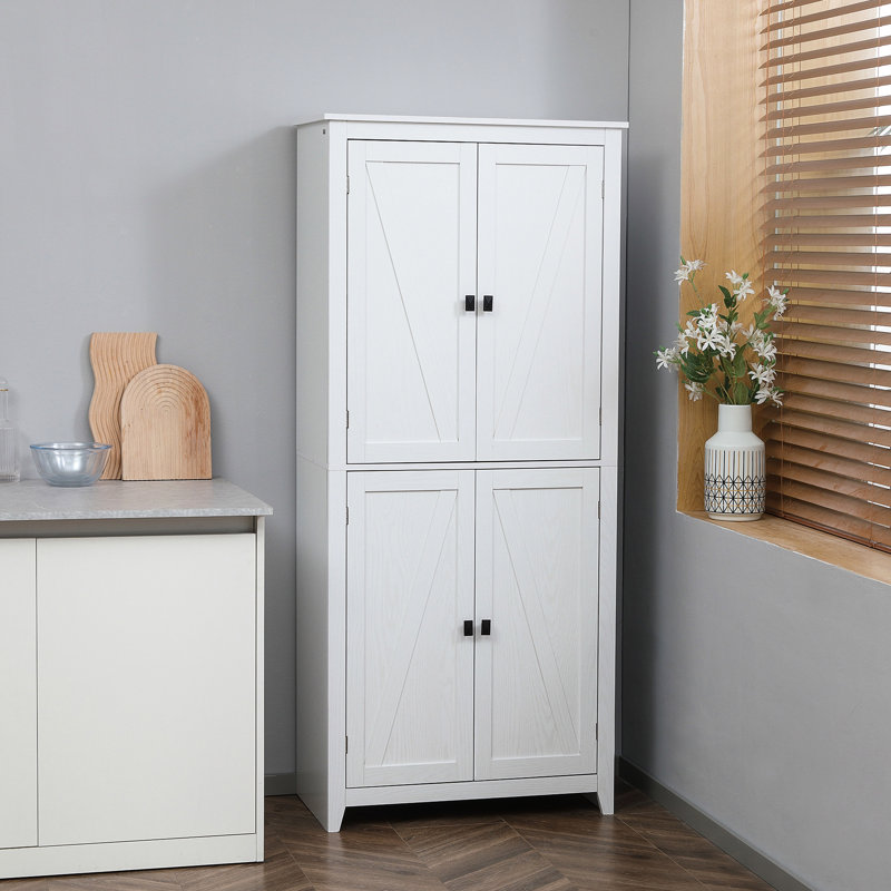 Garde-manger autoportant de 72 po à 4 portes pour la cuisine, blanc - 4 rangements avec tablettes réglables Rangement, organisation, rangement et utilisation efficaces Garde-manger, batterie de cuisine, articles, plus
