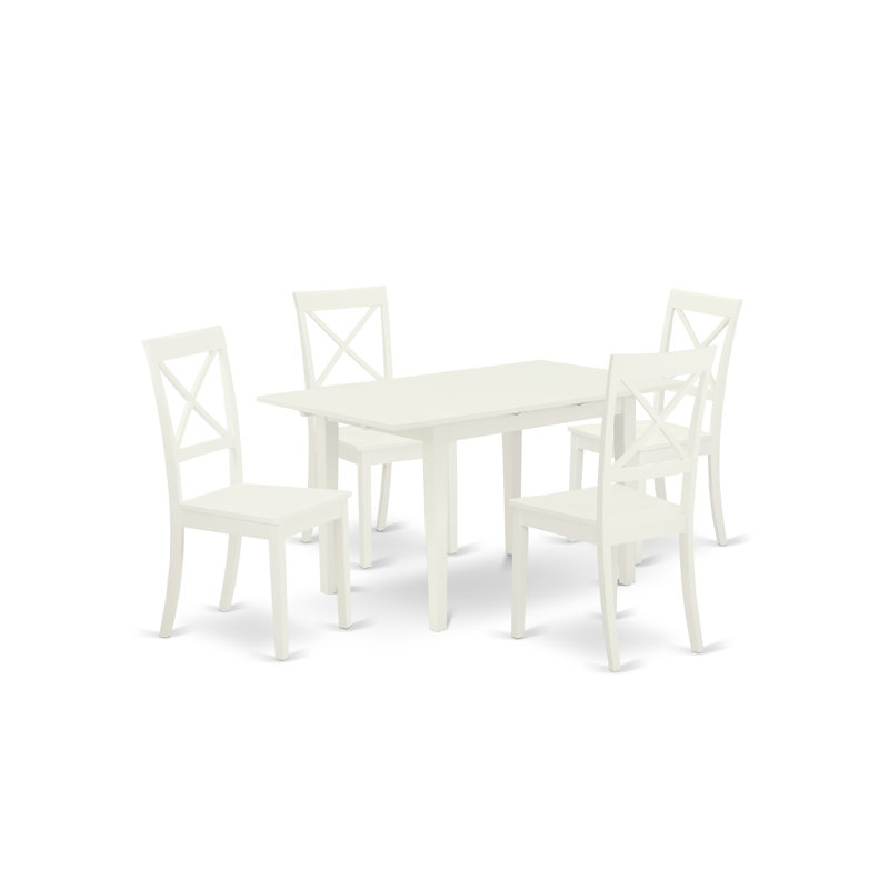 Ensemble de salle à manger Mcardle, Lin blanc, 5 pièces: table, 4 chaises