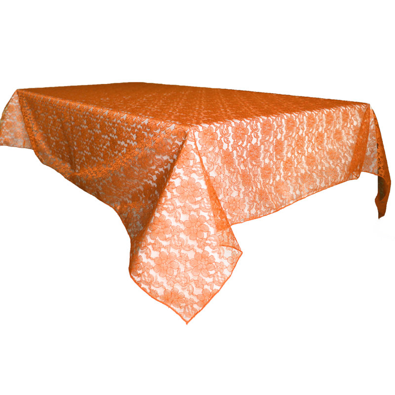 Floral Lace Overlay, 48" x 48", Orange