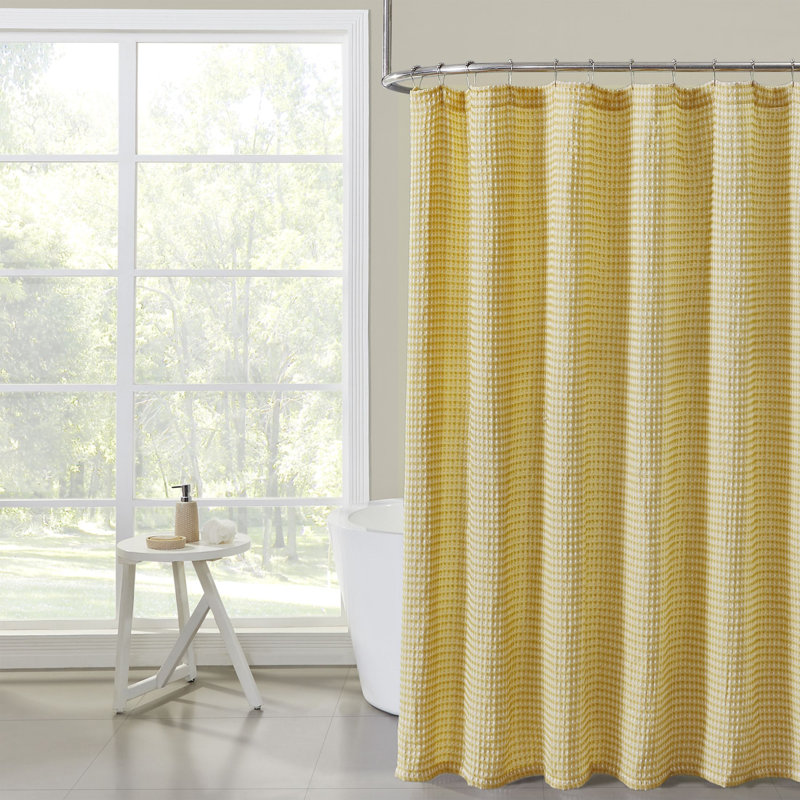 Rideau de douche en tissu gaufré de qualité supérieure Kate Aurora Hotel Collection, Ocre / jaune