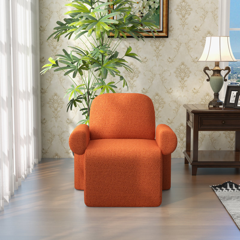 Fauteuil rembourré, Laine orange