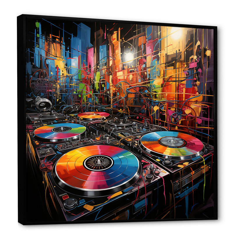 Plateaux vinyle multicolores Melody I - Art mural, Noir, H 36 po x l 36 po