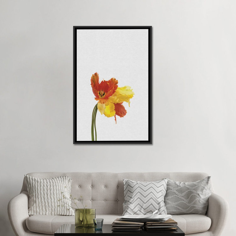 « tulipe », impression sur toile, H 26 po x l 18 po x P 1,5 po, Toile avec cadre noir, Pas de tapis