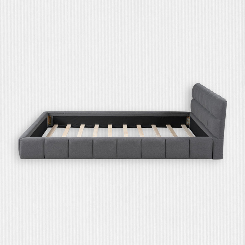 Katence Elegant Linen Queen Platform Bed with Headboard