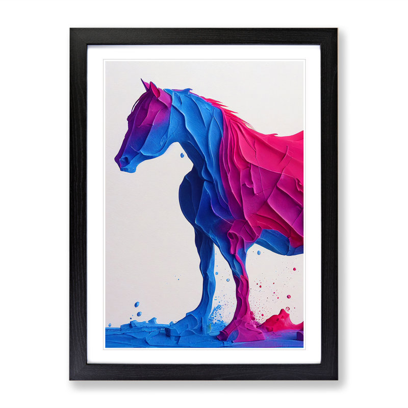 Vibrant Horse Abstract No.1 1 Piece Single Picture Frame Painting, 46cm H x 34cm W x 2cm D, Black Framed