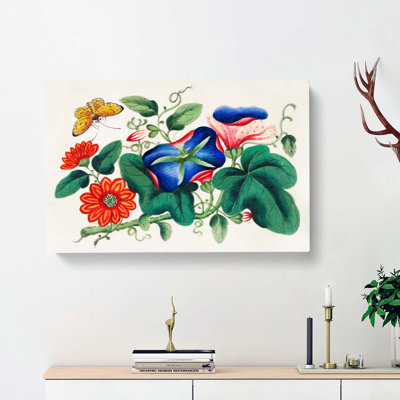 Butterfly and Flowers - Wrapped Canvas