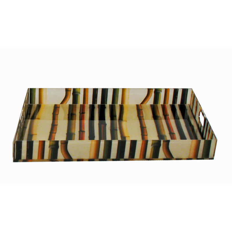 Bamboo Fabric Encased in Acrylic Tray, 2" H x 20" W x 14" D
