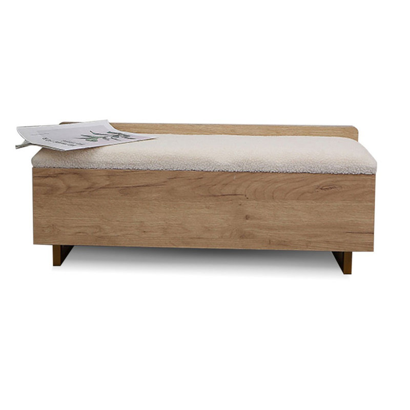 White Burlywood Upholstered Bench, Burlywood, 14.96" H x 23.62" W x 11.81" D