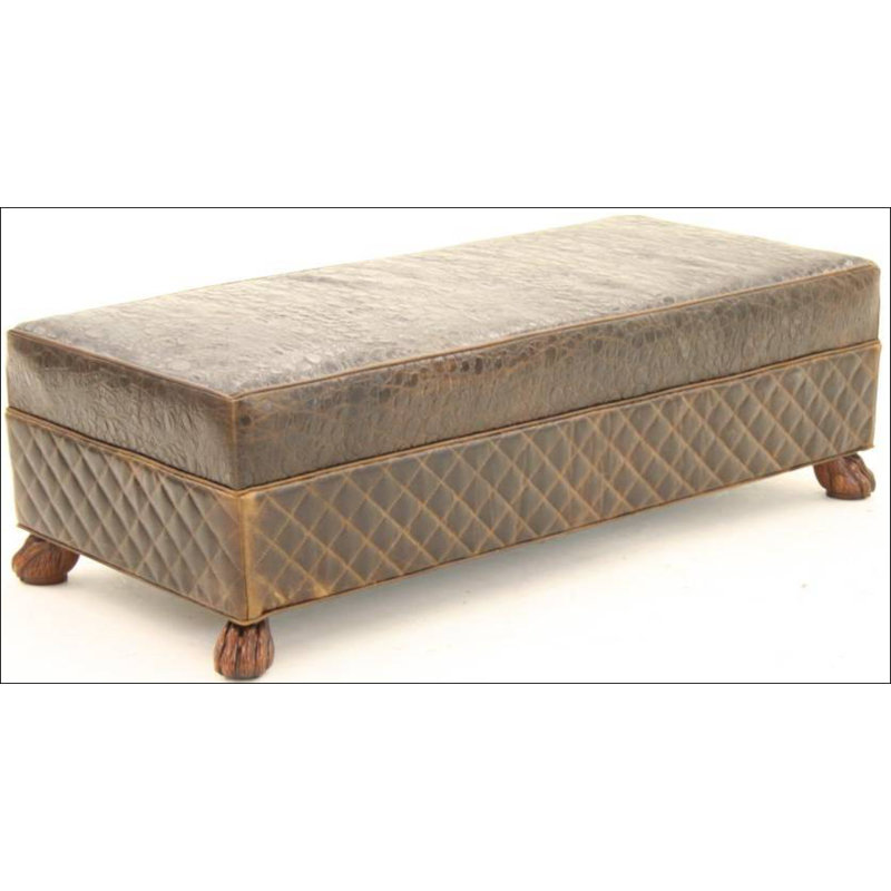 Leather Ottoman, Spirit 2525, French Ivory